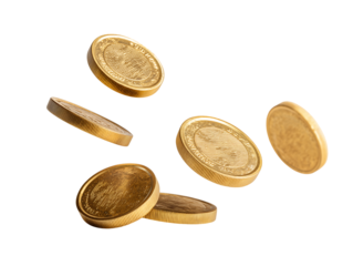 Golden Coins Falling on Black Background Finance, Wealth, Success