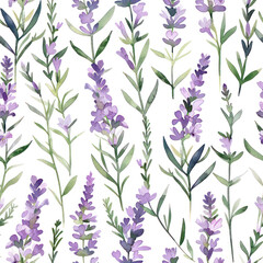 Lavender Seamless Pattern. Watercolor Provence Design