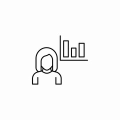 female customer bar chart icon sign vector