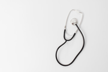Minimalist Stethoscope on a White Background with Copy Space
