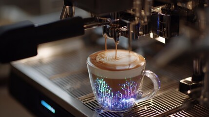 Fusion of Technology & Food, A robotic coffee machine serving latte art