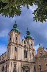 Fototapeta premium Facade of Our Lady of Rosary church in Klodzko, Poland