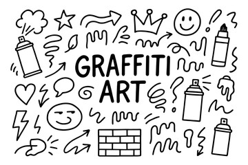 Naklejka premium Graffiti doodles and symbols in hand drawn style