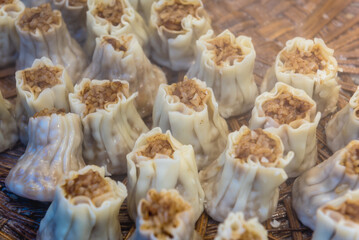 Food stand with steamed dumplings in Beijing, capital city of China
