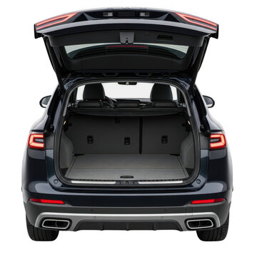 Car trunk open rear view isolated on transparent background