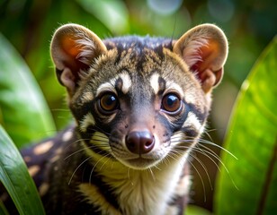 Asian Palm Civet Portrait with Jungle. (1)