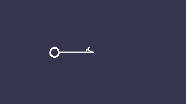 Animation of a schematic pendulum swinging infinitely. Foucault pendulum. Logo of a swinging pendulum.