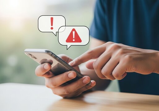 A male with medium skin tone urgently checks alerts on his smartphone, conveying a mood of concern and vigilance.