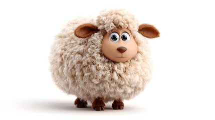 Happy Cute Sheep Cartoon Character Isolated on White Background in 3D Style