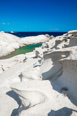 White chalk cliffs in Sarakiniko, Milos island, Cyclades, Greece