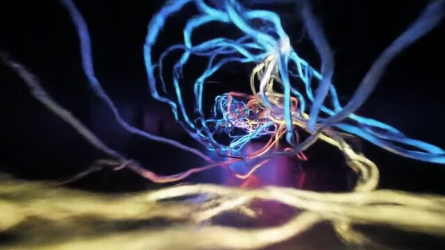 Abstract light display in a dark space