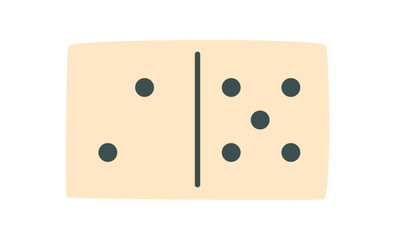 Simple black domino tile with dots in flat style. Minimalist boardgame piece for play and leisure. Classic game tile, versatile toy, suitable for entertainment and tabletop use.