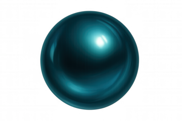 Glossy blue sphere reflecting light, isolated on transparent surface, suitable for digital graphic design work