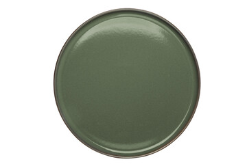 Empty ceramics plates, Classic dark green plate isolated on white background