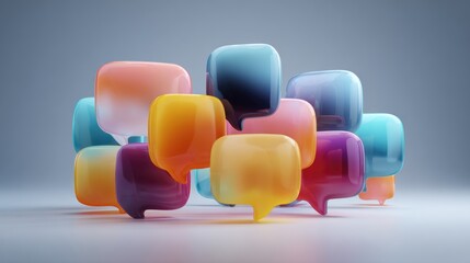Colorful 3D speech bubbles cluster