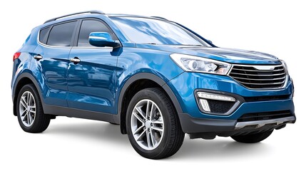 Blue SUV Car Isolated on White Background for Professional Purposes
