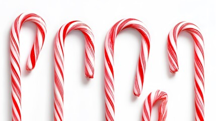 Bright Candy Canes with Red and White Stripes Isolated on White Background