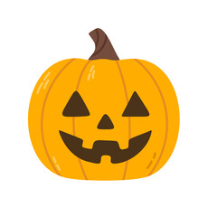 Halloween pumpkin with carved face and triangular eyes. Isolated vector illustration