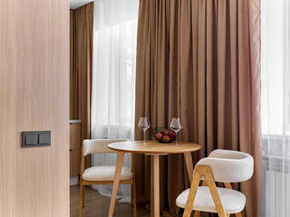 interior design. interior photography of an apartment for rent. One-room apartment with a simple and cozy design. High quality photo