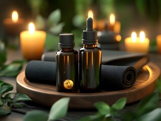 Spa Essential Oils Bottles Candles Wellness Aromatherapy Relaxation