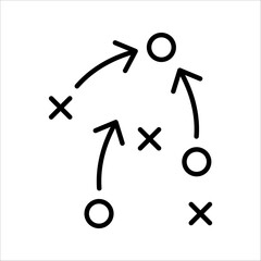 football tactics Icon. Symbol isolated white background. vector illustration. color editable.