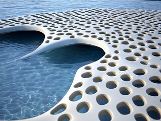 Abstract Modern Pool Design Perforated Surface Water