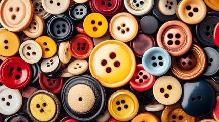 Colorful Vintage Sewing Buttons Background Texture