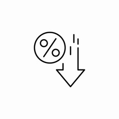 high percentage downwards icon sign vector