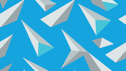 Abstract Geometric Background with Scattered 3D Triangles in Gray and White with Teal Accents vector