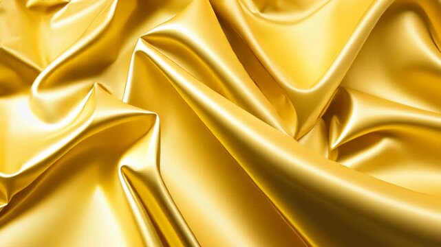 Golden Silk: A high-angle shot captures the luxurious flow of a radiant golden silk fabric, its smooth surface catching light and adding opulence. 