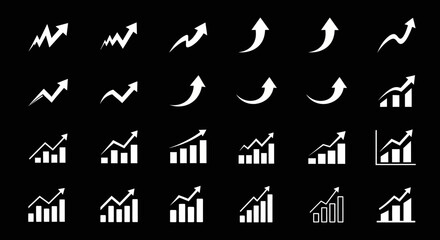 Growth Arrows Business Success Vector Graphics on Black Background