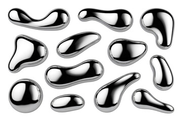 Collection of Irregularly Shaped Metallic Droplets