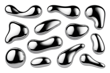 Collection of Irregularly Shaped Metallic Droplets