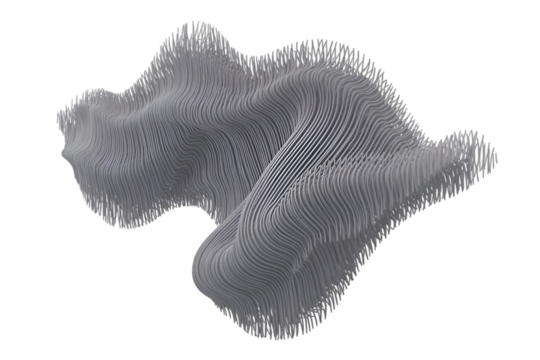 Gray Abstract Organic Form with Wavy Layers and Jagged Perimeter