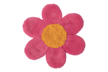 Pink Flower with Yellow Center Isolated on Black plush