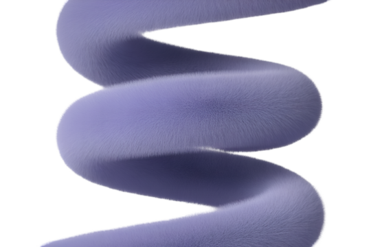 Fuzzy purple spiral shape on a transparent background