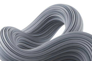 Abstract Swirling Gray Ribbon Sculpture on Black curve