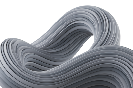 Abstract Swirling Gray Ribbon Sculpture on Black curve