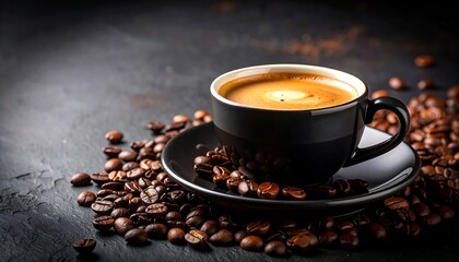 Dark Roast Coffee Cup Beans.