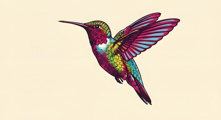 Fototapeta premium Vibrant and Colorful Hummingbird Illustration for Print and Apparel Design