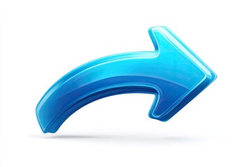 Glossy blue curved arrow on white