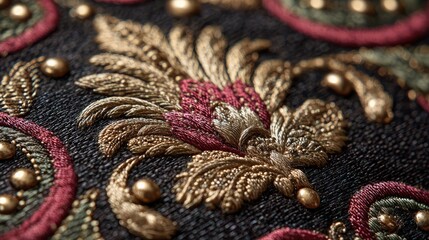 Obraz premium Close-up of intricate embroidered design