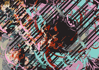 Chaotic floral-butterfly motifs for interior solutions or fabrics. Colorful tropical backdrop for fashion trends, business concepts, covers, cards, textiles, tiles, prints, wallpapers, dynamic posters