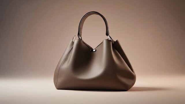 Elegant handbag stands against a neutral backdrop in soft studio light