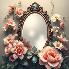 vintage frame card with flowers