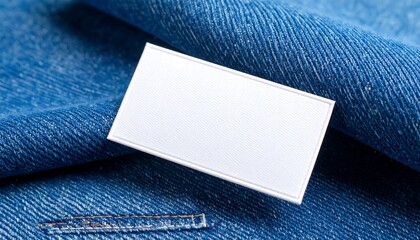 Blank label on denim fabric.