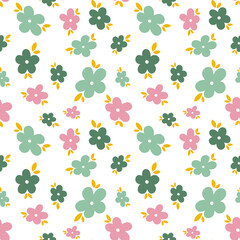 Seamless Cute Floral Pattern with Colorful Flowers