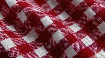Close-up of red and white checkered fabric