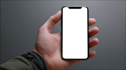Professional Hand Holding Blank Smartphone Screen Mockup - Modern Technology Display Concept