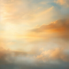 Fototapeta premium Soft-focus dreamy blur of golden morning sunlight filtering through pastel clouds, peaceful and calming artistic atmosphere, breathtaking fine art composition 